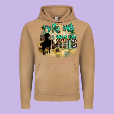 Pretty Girls Walk Like This Vintage Hoodie Designed By Howdyjamesfarm