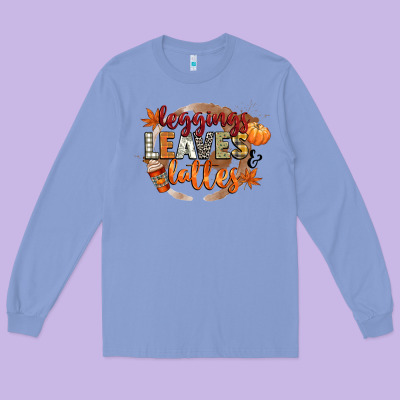 Leaves And Lattes Long Sleeve Tee Designed By Cowgirlartshop