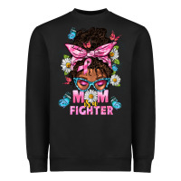 Black Mom Is A Fighter And Afro Messy Bun Mom Heavyweight Sweatshirt - BundleAndBundleShop