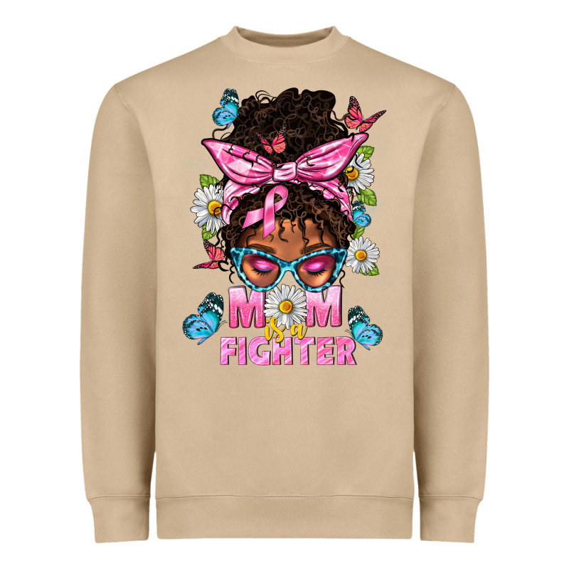 Mom Is A Fighter And Afro Messy Bun Mom Heavyweight Sweatshirt by BundleAndBundleShop | Teevron