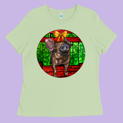 Christmas Pig Ladies Tee Designed By Lillyallendesigns