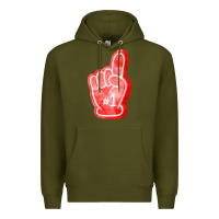 Army Green number one foam finger Premium Hoodie - FaDigitalArtStudio
