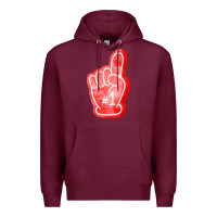 Burgundy number one foam finger Premium Hoodie - FaDigitalArtStudio