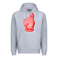 Heather Grey number one foam finger Premium Hoodie - FaDigitalArtStudio