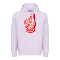 Lilac number one foam finger Premium Hoodie - FaDigitalArtStudio