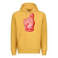 Mustard number one foam finger Premium Hoodie - FaDigitalArtStudio