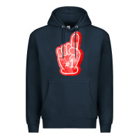 Navy number one foam finger Premium Hoodie - FaDigitalArtStudio