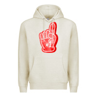 Oatmeal Heather number one foam finger Premium Hoodie - FaDigitalArtStudio