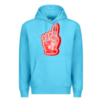 Ocean Blue number one foam finger Premium Hoodie - FaDigitalArtStudio