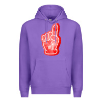 Purple number one foam finger Premium Hoodie - FaDigitalArtStudio