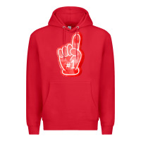 Red number one foam finger Premium Hoodie - FaDigitalArtStudio