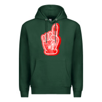 Sports Green number one foam finger Premium Hoodie - FaDigitalArtStudio