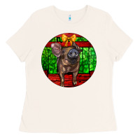 Bone christmas pig Ladies Tee - LillyAllenDesigns