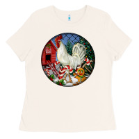Bone leghorn rooster christmas ornament Ladies Tee - LillyAllenDesigns