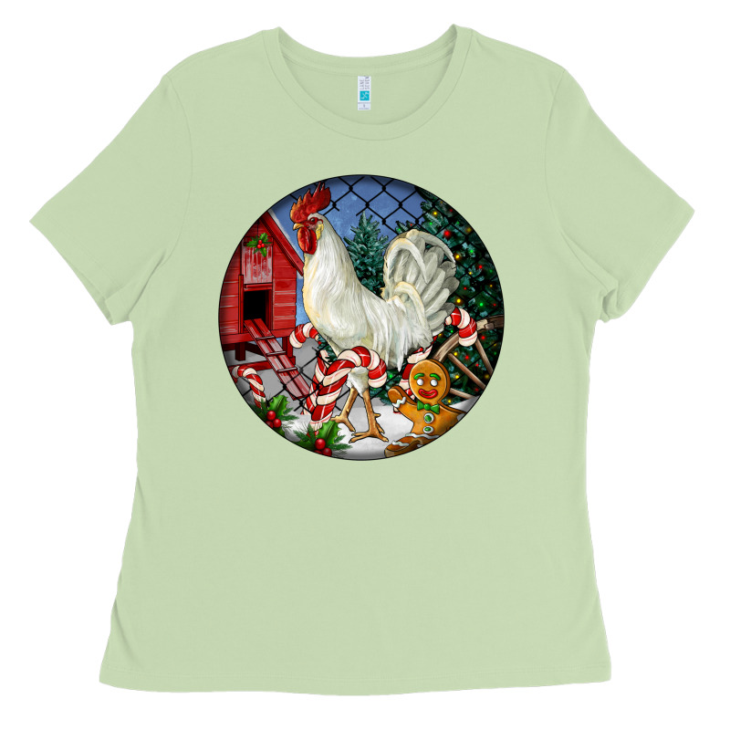 Leghorn Rooster Christmas Ornament Ladies Tee by LillyAllenDesigns | Teevron
