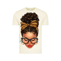 Vintage Arctic Light skin afro messy bun leopard bow Vintage Tee - texasbilliewilder