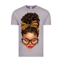 Vintage Zinc Light skin afro messy bun leopard bow Vintage Tee - texasbilliewilder