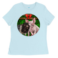 Baby Blue christmas pig Ladies Tee - LillyAllenDesigns