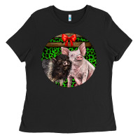 Black christmas pig Ladies Tee - LillyAllenDesigns