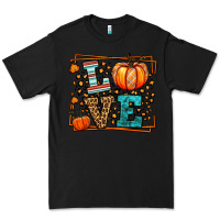 Black Fall Autumn Leopard Love Pumpkin Premium Tee - LillyAllenDesigns