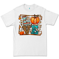 White Fall Autumn Leopard Love Pumpkin Premium Tee - LillyAllenDesigns