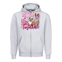 Heather Grey Be Mine Valentine Dog Zipper Hoodie - CowhideDigitalArt