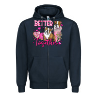 Navy Be Mine Valentine Dog Zipper Hoodie - CowhideDigitalArt