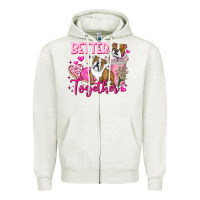 Oatmeal Heather Be Mine Valentine Dog Zipper Hoodie - CowhideDigitalArt