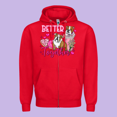 Be Mine Valentine Dog Zipper Hoodie Designed By Cowhidedigitalart