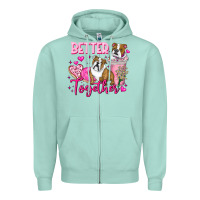 Seafoam Be Mine Valentine Dog Zipper Hoodie - CowhideDigitalArt