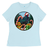 Baby Blue jersey giant rooster christmas Ladies Tee - LillyAllenDesigns