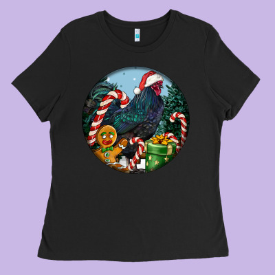 Jersey Giant Rooster Christmas Ladies Tee Designed By Lillyallendesigns