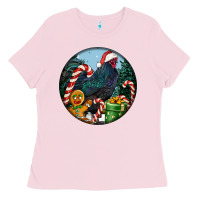 Bubblegum Pink jersey giant rooster christmas Ladies Tee - LillyAllenDesigns