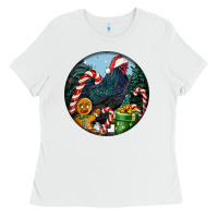 White jersey giant rooster christmas Ladies Tee - LillyAllenDesigns
