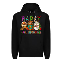 Black Happy hallothankmas coffee cups Premium Hoodie - FaDigitalArtStudio