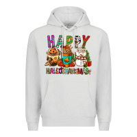 Dove Grey Happy hallothankmas coffee cups Premium Hoodie - FaDigitalArtStudio