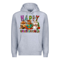 Heather Grey Happy hallothankmas coffee cups Premium Hoodie - FaDigitalArtStudio