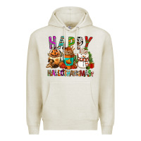 Oatmeal Heather Happy hallothankmas coffee cups Premium Hoodie - FaDigitalArtStudio