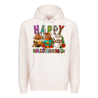 Pale Pink Happy hallothankmas coffee cups Premium Hoodie - FaDigitalArtStudio