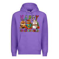 Purple Happy hallothankmas coffee cups Premium Hoodie - FaDigitalArtStudio