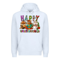 White Happy hallothankmas coffee cups Premium Hoodie - FaDigitalArtStudio