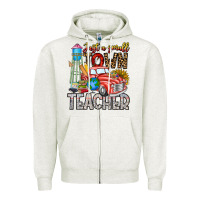Oatmeal Heather Just a Small Town Teacher Zipper Hoodie - CowhideDigitalArt