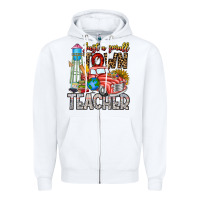White Just a Small Town Teacher Zipper Hoodie - CowhideDigitalArt