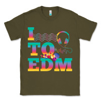 Army Green i listen to edm rainbow letters dj music gift Classic Tee - lanVoArt