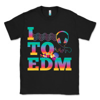 Black i listen to edm rainbow letters dj music gift Classic Tee - lanVoArt