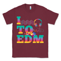 Burgundy i listen to edm rainbow letters dj music gift Classic Tee - lanVoArt
