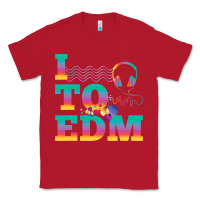 Red i listen to edm rainbow letters dj music gift Classic Tee - lanVoArt