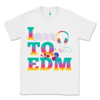 White i listen to edm rainbow letters dj music gift Classic Tee - lanVoArt