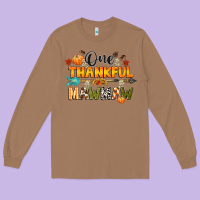 One Thankful Mawmaw Long Sleeve Tee Designed By Cowgirlartshop