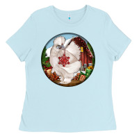 Baby Blue silkie chicken christmas Ladies Tee - LillyAllenDesigns